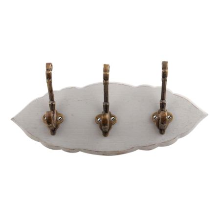 Grey Antique Small Wall Wooden Iron Hooks